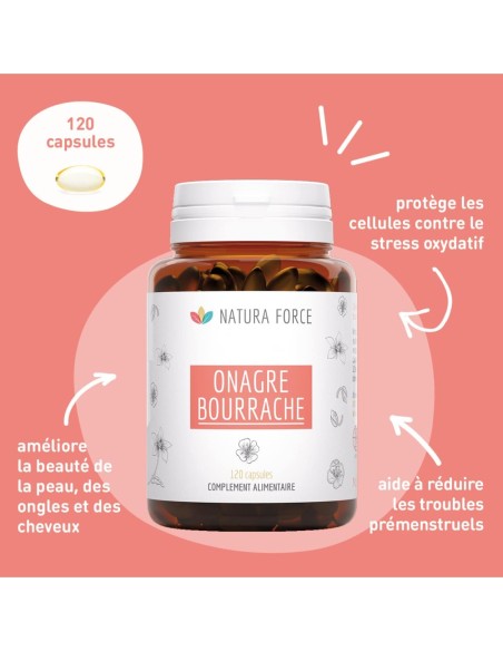Huile Onagre Bourrache Bio - gélules - Natura Force