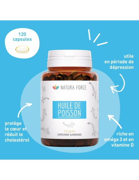 Huile de poisson Oméga 3 - capsules - Natura Force