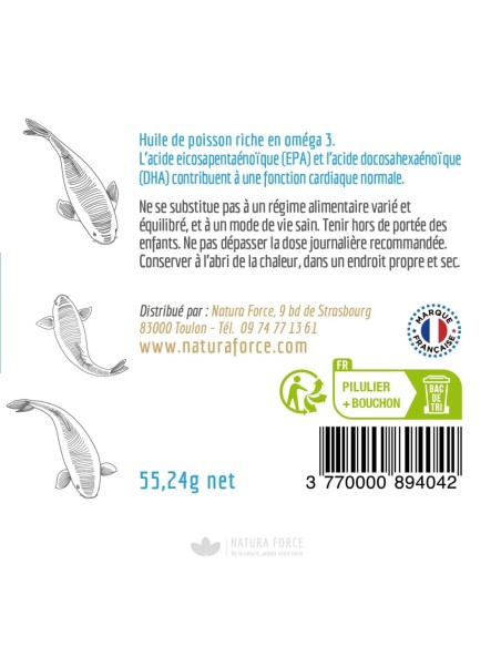 Huile de poisson Oméga 3 - capsules - Natura Force