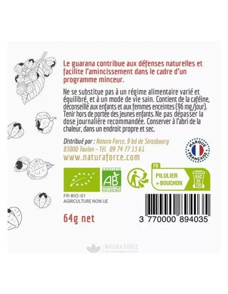 Guarana bio du Brésil - gélule - Natura Force