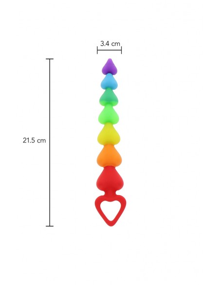 Stimulateur anal Rainbow Heart Beads - Toyjoy